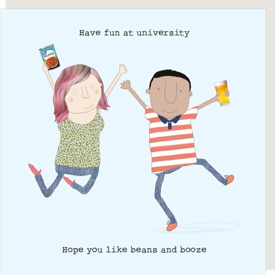 wenskaart geslaagd rosiemadeathing - have fun at university hope you like beans and booze