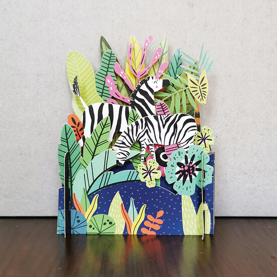 3d pop-up kaart miniature greetings - zebra
