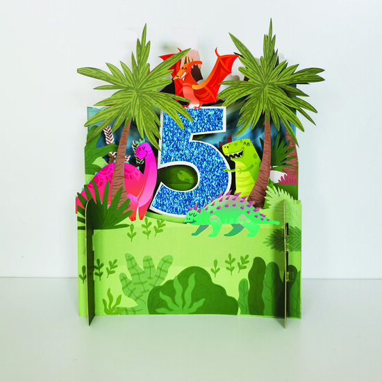 5 jaar - 3d pop up kinderkaart - dinosaurus