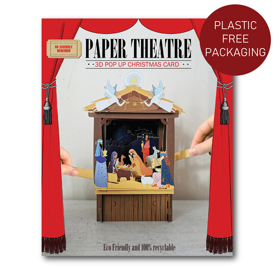 3D pop up christelijke kerstkaart  - theater -  kerststal