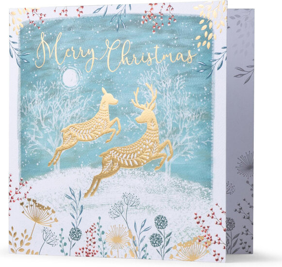 8 luxe kerstkaarten noel tatt - wishing you a merry christmas and a happy new year - herten
