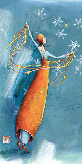 luxe wenskaart ga&euml;lle boissonnard - sneeuwvlokken