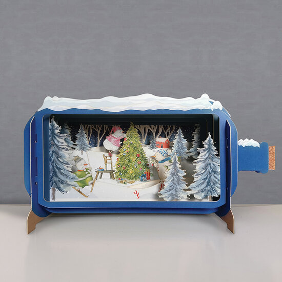 3D pop up kerstkaart - message in a bottle - kerstboom versieren