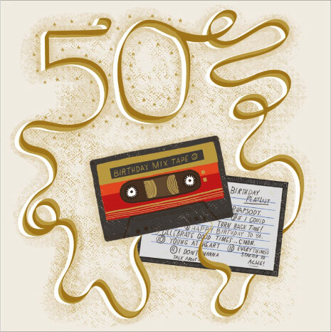 50 jaar - verjaardagskaart woodmansterne - birthday mix tape