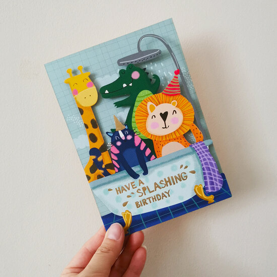 lasergesneden wenskaart - have a splashing birthday