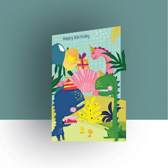 lasergesneden wenskaart - happy birthday dino&#039;s