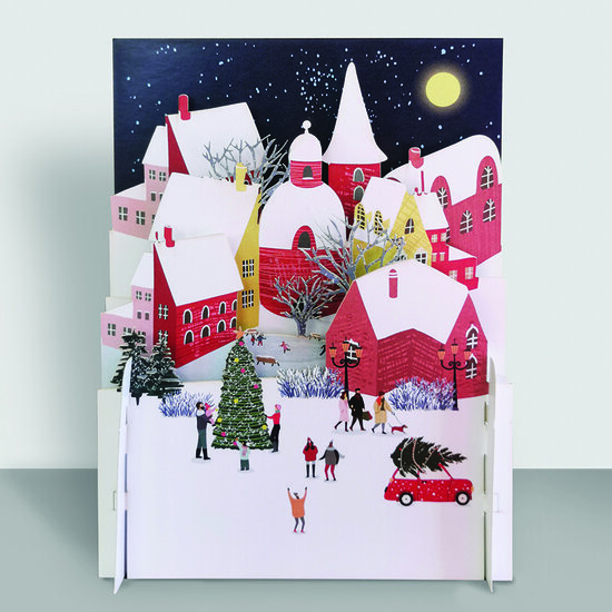 3d pop-up kerstkaart miniature greetings - kerstdorp