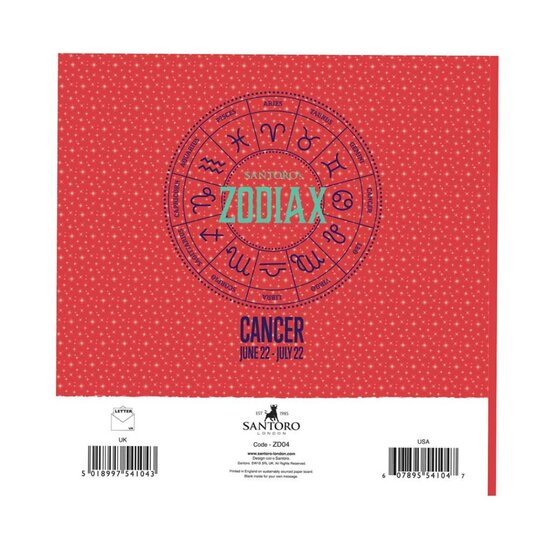 santoro zodiax wenskaart - kreeft Cancer - sterrenbeeld