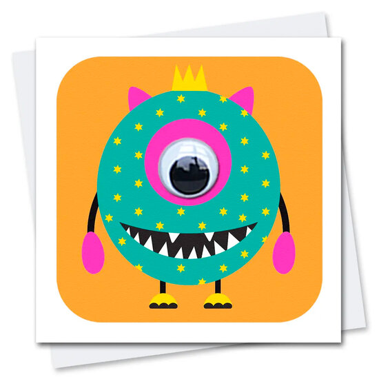 wenskaart stripey cats - monster eenoog