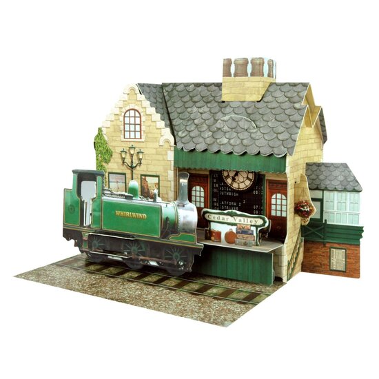 3D kaart - station met locomotief