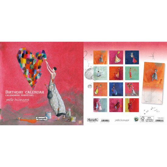 verjaardagskalender ga&euml;lle boissonnard 21 x 21 cm - hart