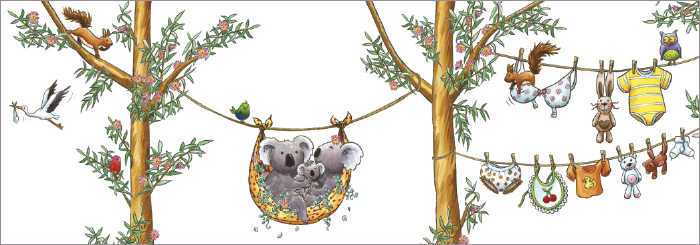 uitklapbare wenskaart cache-cache - babykleertjes aan waslijn - koala