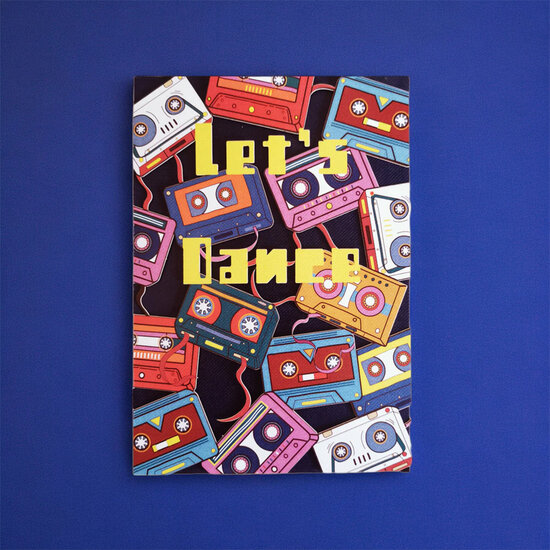 lasergesneden wenskaart blossom - let&#039;s dance - cassettebandjes
