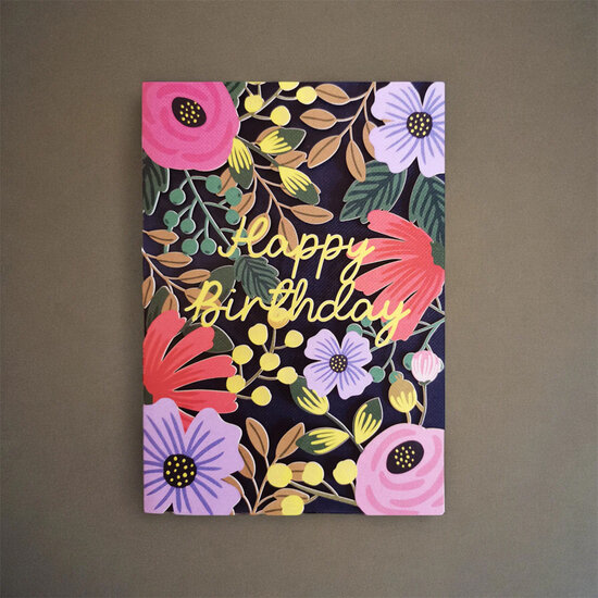 lasergesneden wenskaart blossom - happy birthday - bloemen