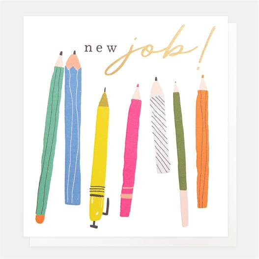 wenskaart nieuwe baan caroline gardner -  new job! - potloden