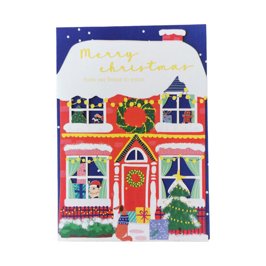 lasergesneden kerstkaart - merry christmas from our house to yours