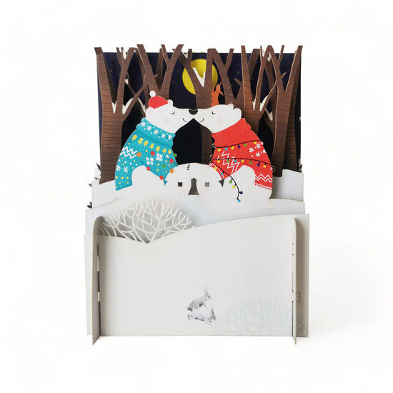 3d pop-up kerstkaart miniature greetings - ijsberen