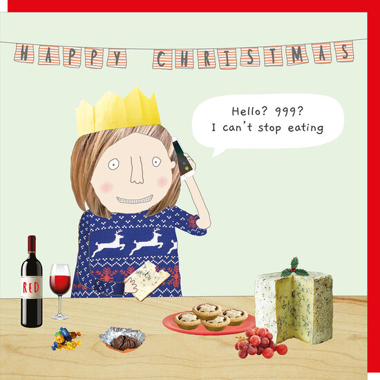 kerstkaart rosiemadeathing - happy christmas - I can&#039;t stop eating