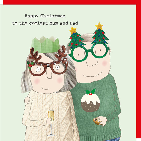 kerstkaart rosie made a thing - happy christmas to the coolest mum and dad