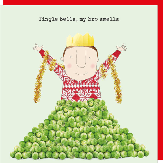 kerstkaart rosie made a thing - jingle bells, my bro smells