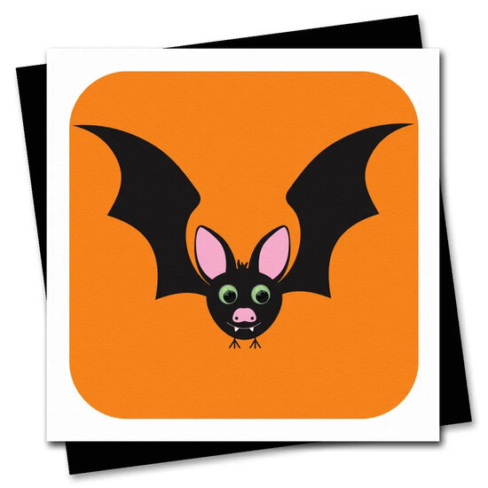 wenskaart stripey cats - vleermuis - halloween
