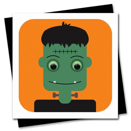 wenskaart stripey cats - zombie frankenstein - halloween
