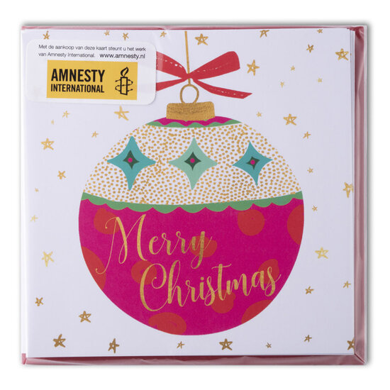 8 kerstkaarten voor amnesty international - merry christmas - kerstbal