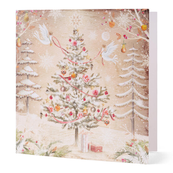 12 kerstkaarten noel tatt - merry christmas and a happy new year - kerstboom