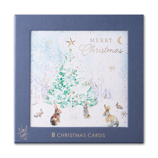 8 luxe kerstkaarten noel tatt - wishing you a merry christmas and a happy new year - konijnen