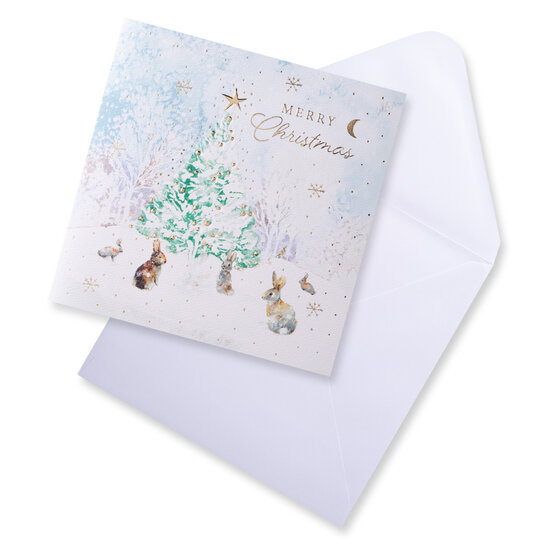 8 luxe kerstkaarten noel tatt - wishing you a merry christmas and a happy new year - konijnen