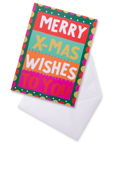 8 kerstkaarten - merry x-mas wishes to you