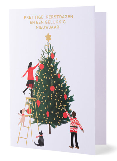 8 kerstkaarten - prettige kerstdagen en een gelukkig nieuwjaar - kerstboom versieren