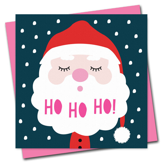 kerstkaart stripey cats - kerstman hohoho