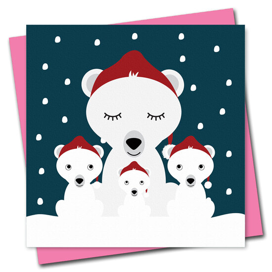kerstkaart stripey cats - Poolberen familie