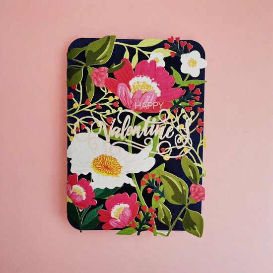 lasergesneden wenskaart blossom - happy valentine&#039;s day - bloemen