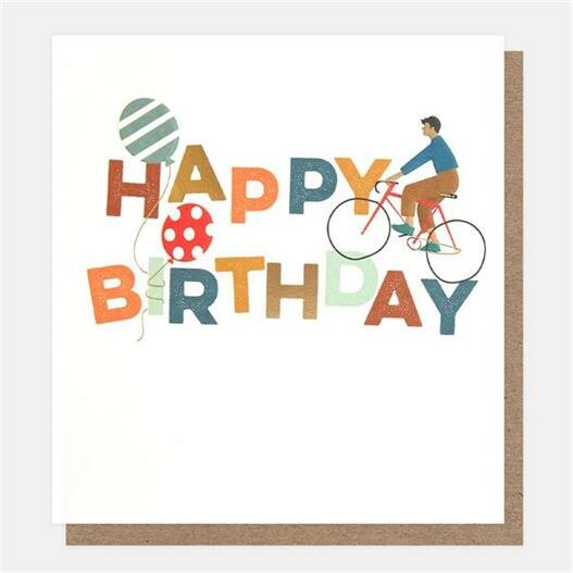 verjaardagskaart caroline gardner - happy birthday - fiets