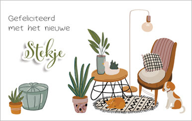 wenskaart nieuwe woning - nieuw stekje