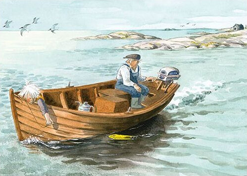 ansichtkaart bootje varen