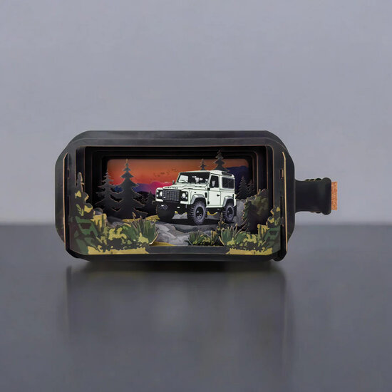 3D pop up wenskaart  - message in a bottle - jeep