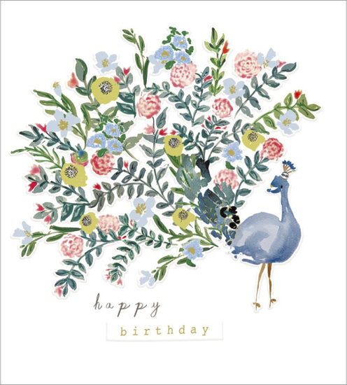 wenskaart woodmansterne - happy birthday - pauw