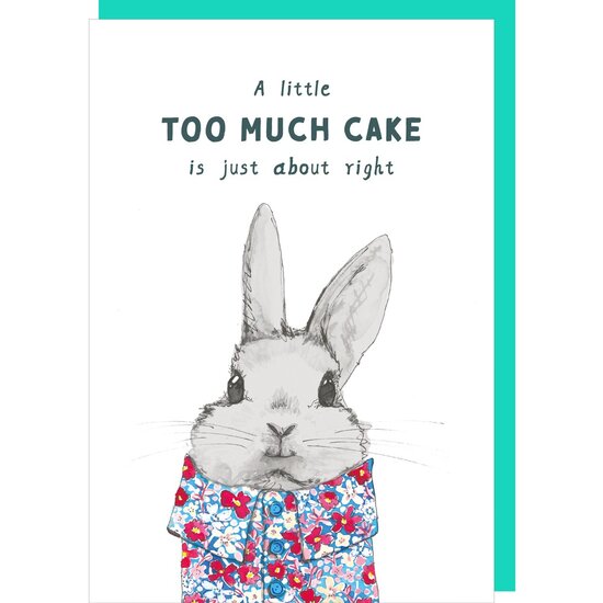 wenskaart rosie made a thing - tipp top - too much cake - konijn