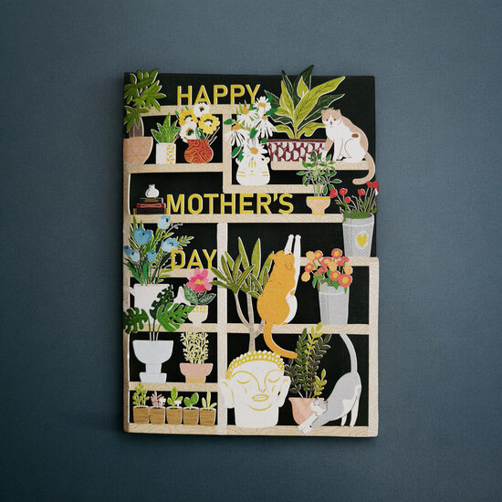 lasergesneden moederdag wenskaart blossom - katten - happy mother&#039;s day