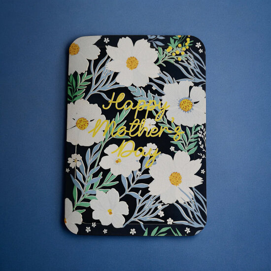 lasergesneden moederdag wenskaart blossom - witte bloemen - happy mother&#039;s day