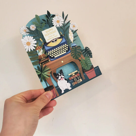 lasergesneden verjaardagskaart blossom - typemachine - happy birthday have an awesome day