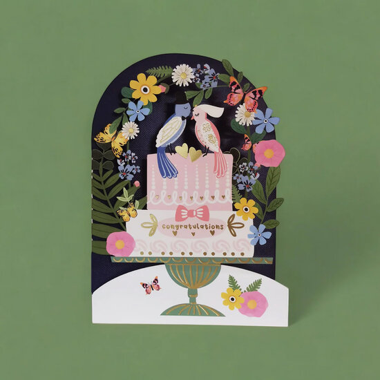 lasergesneden trouwkaart blossom - bruidstaart - congratulations