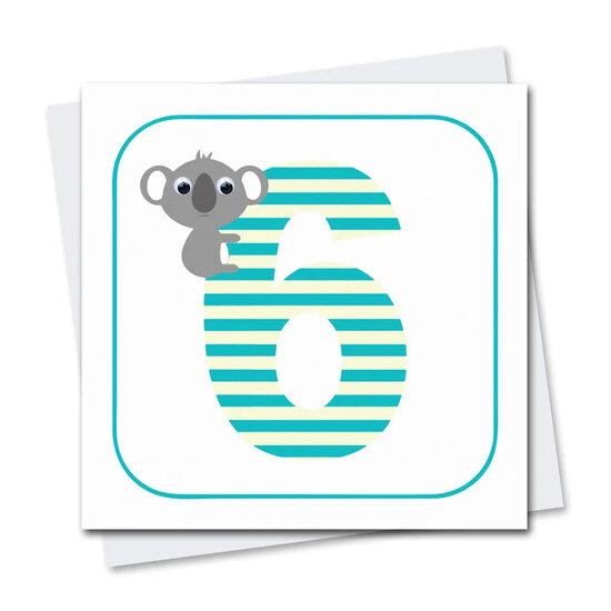 6 jaar - wenskaart stripey cats - koala