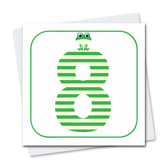 8 jaar - wenskaart stripey cats - kikker