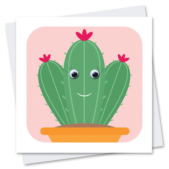 wenskaart stripey cats - cactus