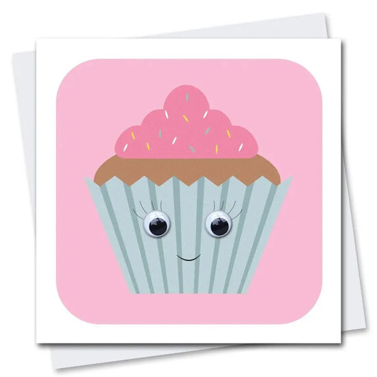wenskaart stripey cats - cupcake