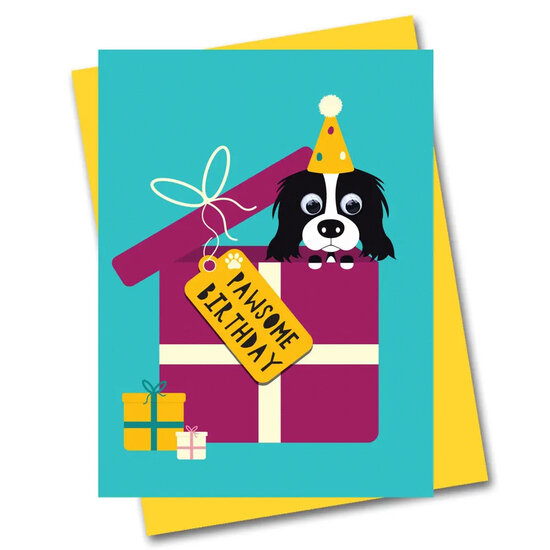 wenskaart stripey cats - pawsome birthday -  hond